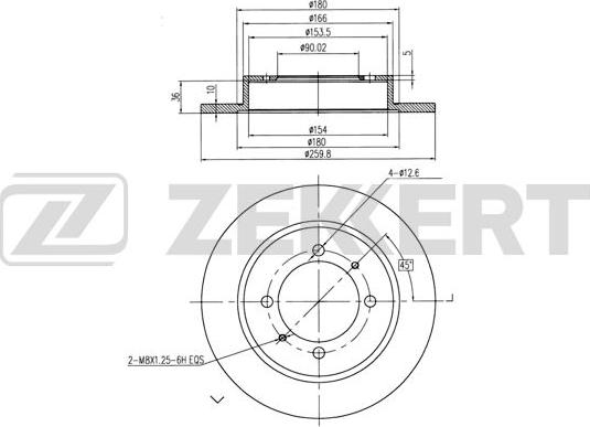 Zekkert BS-5225B - Гальмівний диск autozip.com.ua