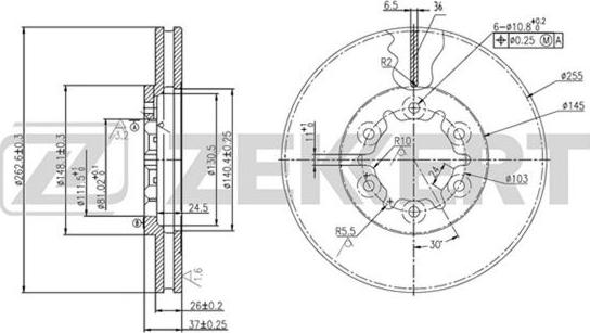 Zekkert BS-5798 - Гальмівний диск autozip.com.ua