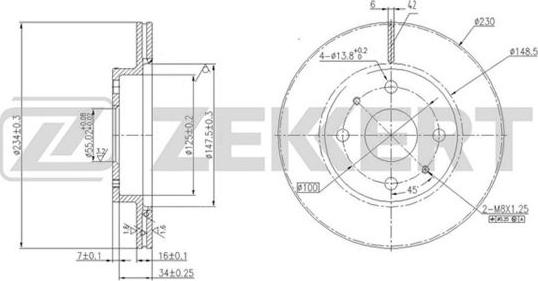 Zekkert BS-5725 - Гальмівний диск autozip.com.ua