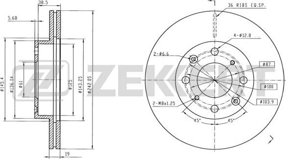 Zekkert BS-6430 - Гальмівний диск autozip.com.ua