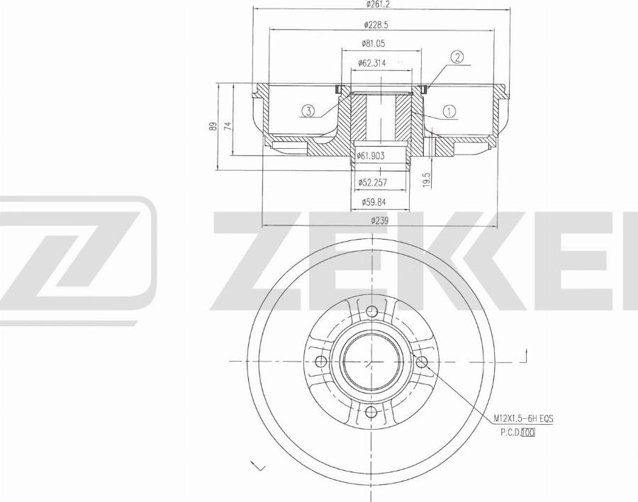 Zekkert BS-6651 - Гальмівний барабан autozip.com.ua