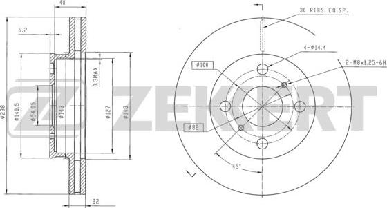 Zekkert BS-6050 - Гальмівний диск autozip.com.ua