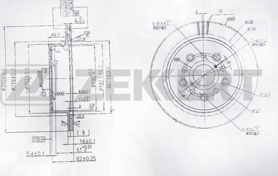 Zekkert BS-6085 - Гальмівний диск autozip.com.ua