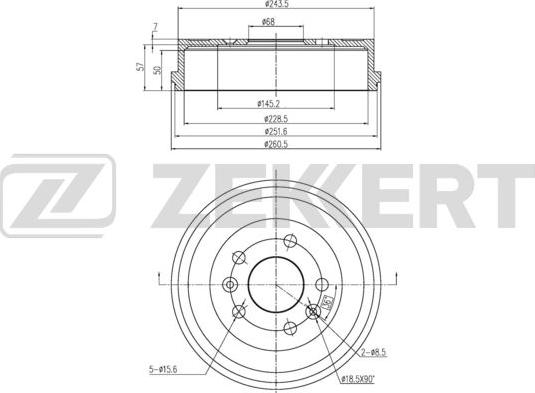 Zekkert BS-6075 - Гальмівний барабан autozip.com.ua