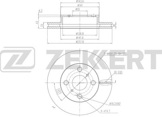 Zekkert BS-6071 - Гальмівний диск autozip.com.ua