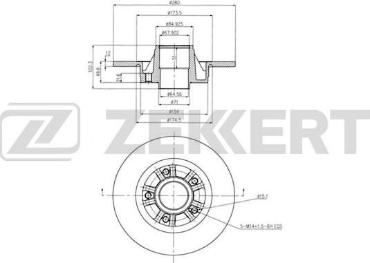 Zekkert BS-6072BZ - Гальмівний диск autozip.com.ua