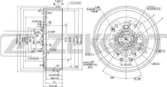 Zekkert BS-6112 - Гальмівний барабан autozip.com.ua