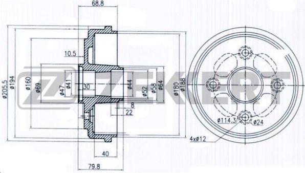 Zekkert BS-6185 - Гальмівний барабан autozip.com.ua