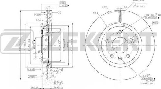 Zekkert BS-6133 - Гальмівний диск autozip.com.ua