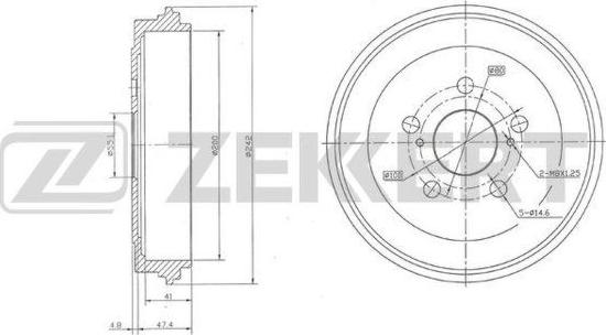 Zekkert BS-6132 - Гальмівний барабан autozip.com.ua