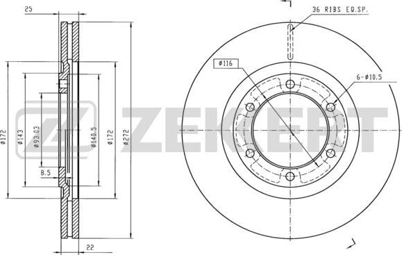 Zekkert BS-6347 - Гальмівний диск autozip.com.ua