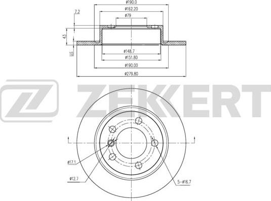 Zekkert BS-6339 - Гальмівний диск autozip.com.ua