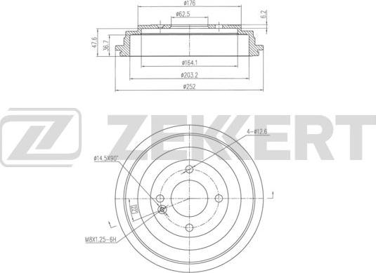 Zekkert BS-6323 - Гальмівний барабан autozip.com.ua