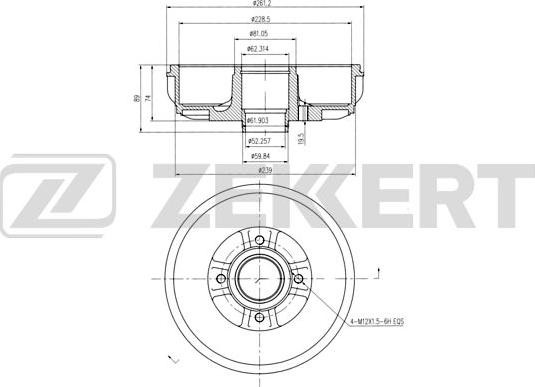 Zekkert BS-6322 - Гальмівний барабан autozip.com.ua