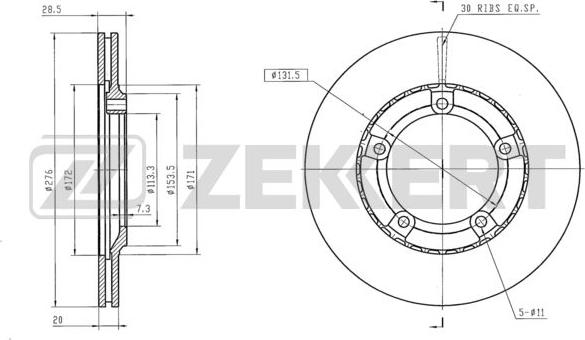 Zekkert BS-6249 - Гальмівний диск autozip.com.ua