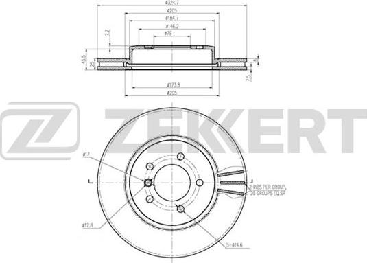 Zekkert BS-6224B - Гальмівний диск autozip.com.ua