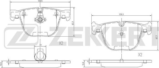 Zekkert BS-1582 - Гальмівні колодки, дискові гальма autozip.com.ua