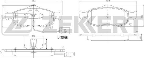 Zekkert BS-1620 - Гальмівні колодки, дискові гальма autozip.com.ua