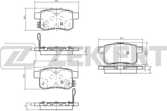 Zekkert BS-1260 - Гальмівні колодки, дискові гальма autozip.com.ua