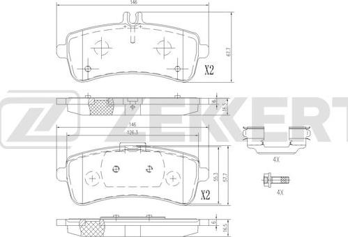 Zekkert BS-3063 - Гальмівні колодки, дискові гальма autozip.com.ua