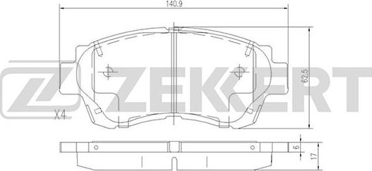 Zekkert BS-2080 - Гальмівні колодки, дискові гальма autozip.com.ua