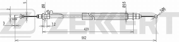 Zekkert BZ-1400 - Трос, замок дверей autozip.com.ua
