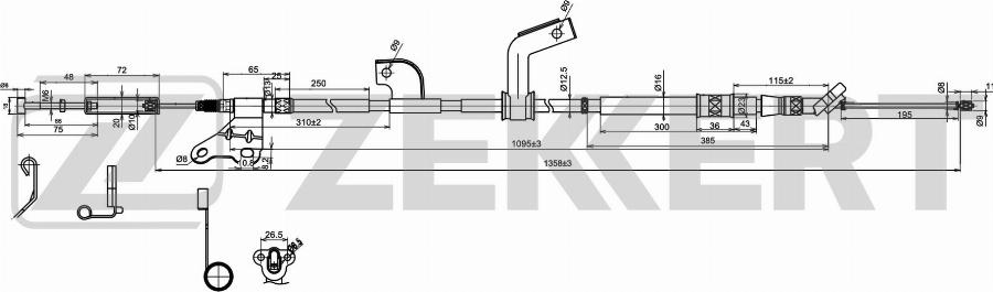 Zekkert BZ-1118 - Трос, гальмівна система autozip.com.ua