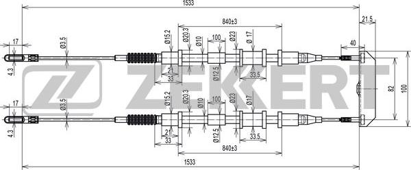 Zekkert BZ-1310 - Трос, гальмівна система autozip.com.ua