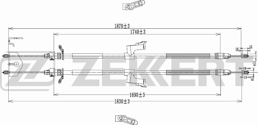 Zekkert BZ-1219 - Трос, гальмівна система autozip.com.ua