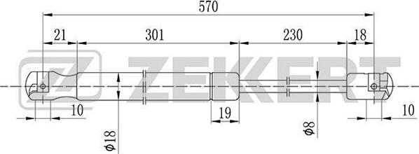 Zekkert GF-1954 - Газова пружина, кришка багажник autozip.com.ua