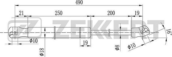 Zekkert GF-1914 - Газова пружина, кришка багажник autozip.com.ua