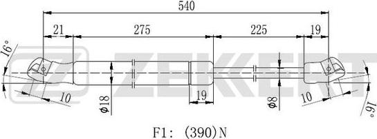 Zekkert GF-1913 - Газова пружина, кришка багажник autozip.com.ua