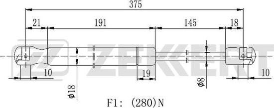 Zekkert GF-1930 - Газова пружина, капот autozip.com.ua