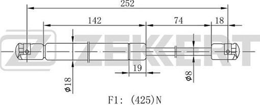 Zekkert GF-1922 - Газова пружина, кришка багажник autozip.com.ua