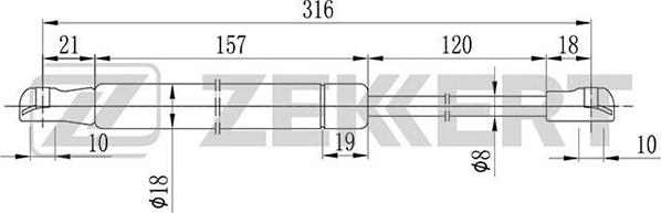 Zekkert GF-1571 - Газова пружина, капот autozip.com.ua