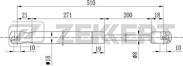 Zekkert GF-1618 - Газова пружина, капот autozip.com.ua