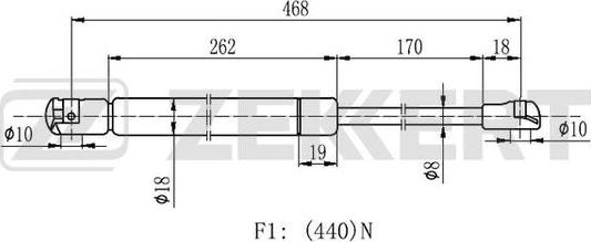 Zekkert GF-1617 - Газова пружина, кришка багажник autozip.com.ua