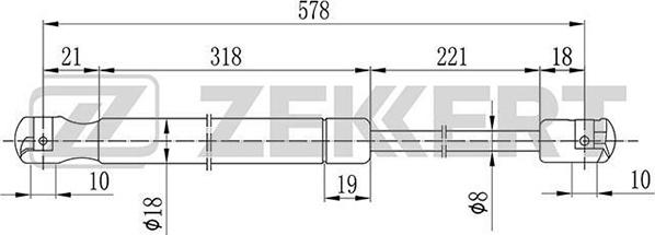 Zekkert GF-1098 - Газова пружина, кришка багажник autozip.com.ua