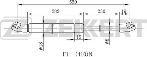 Zekkert GF-1058 - Газова пружина, кришка багажник autozip.com.ua