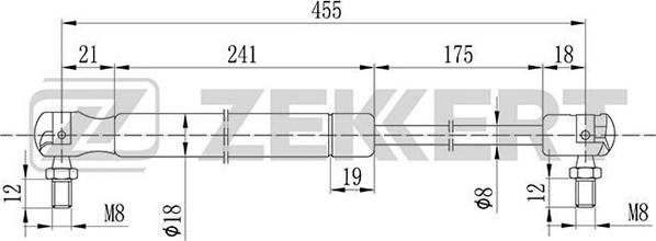 Zekkert GF-1038 - Газова пружина, кришка багажник autozip.com.ua