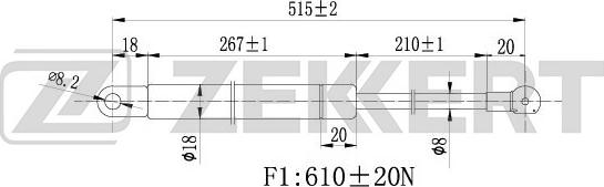 Zekkert GF-1167 - Газова пружина, кришка багажник autozip.com.ua