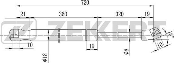 Zekkert GF-1113 - Газова пружина, капот autozip.com.ua