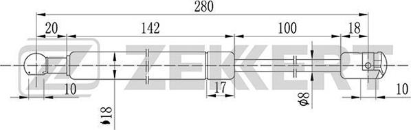 Zekkert GF-1125 - Газова пружина, кришка багажник autozip.com.ua