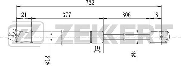 Zekkert GF-1120 - Газова пружина, капот autozip.com.ua