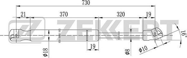 Zekkert GF-1832 - Газова пружина, капот autozip.com.ua