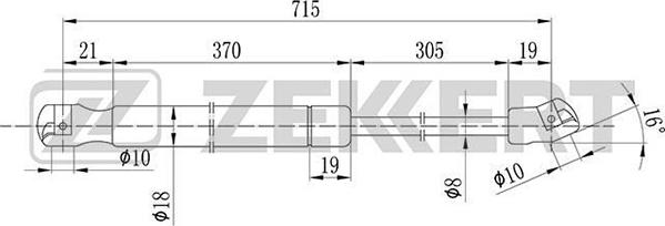 Zekkert GF-1730 - Газова пружина, капот autozip.com.ua