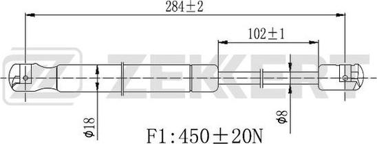 Zekkert GF-2465 - Газова пружина, капот autozip.com.ua