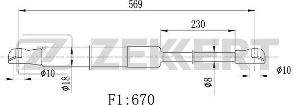 Zekkert GF-2489 - Газова пружина, кришка багажник autozip.com.ua