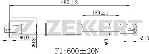 Zekkert GF-2480 - Газова пружина, кришка багажник autozip.com.ua