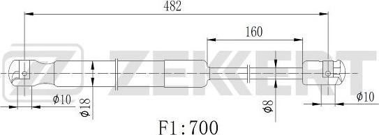 Zekkert GF-2509 - Газова пружина, кришка багажник autozip.com.ua